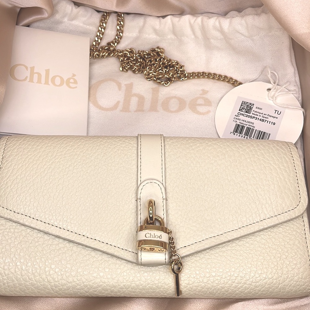 Chloe Aby long wallet with flap in grained & shiny calfskin